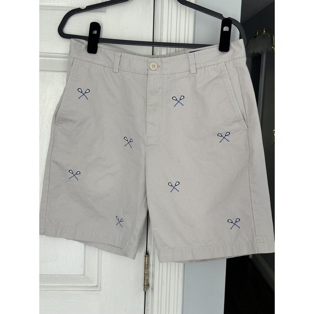 Vineyard Vines Breaker Shorts Men's 32 Cream Lacrosse Sticks Cotton Outdoor READ